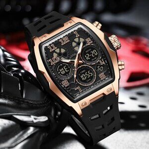 NEW! Mens Watches for Men Unique Rectangle Watches Military Digital Analog